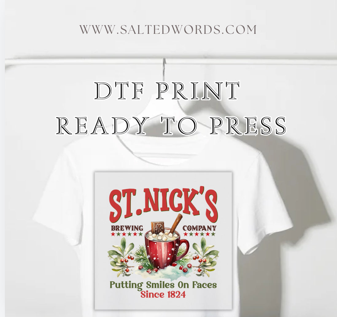 St nicks brewing company DTF print transfer Ready to Press