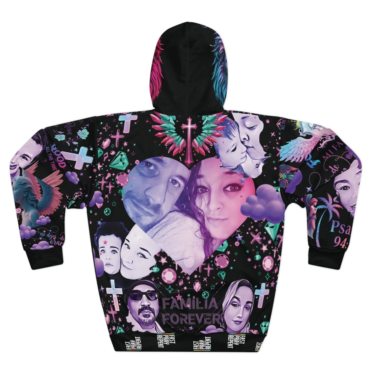 A. Santi Colorful Family-Themed Pullover Hoodie with Inspirational Design