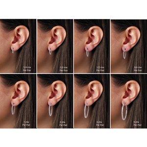 Sterling Silver Imitation White Cubic Zirconia Inside-Outside 19 mm Hinged Hoop Earrings