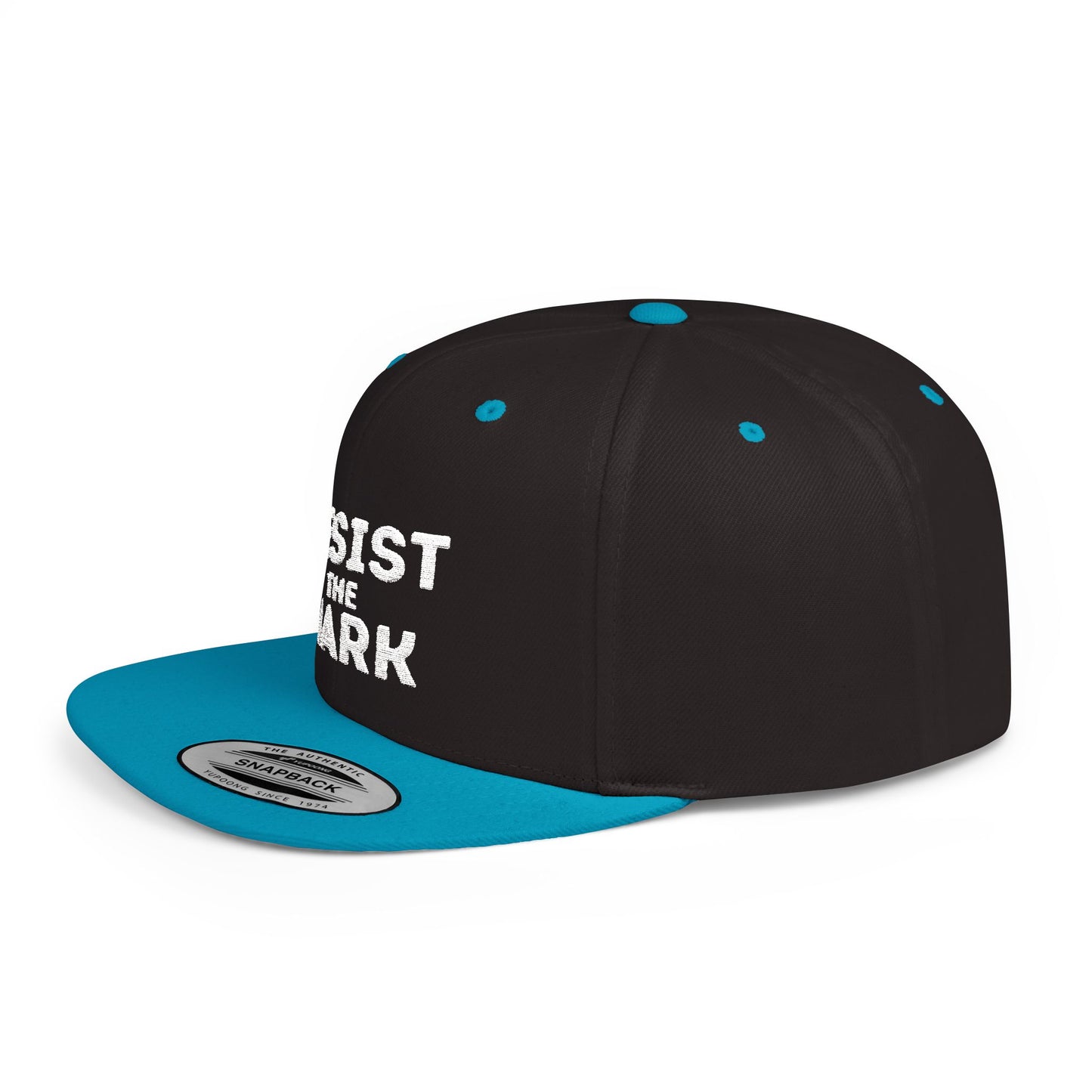 Resist the Mark White Letter Flat Bill Snapback Hat