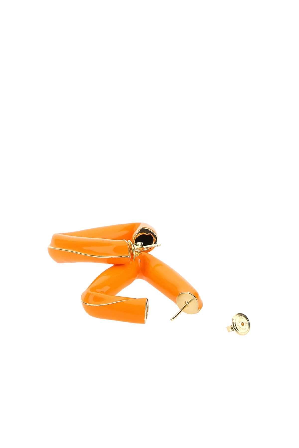 Bottega Veneta Women Orange 925 Silver Fold Earrings