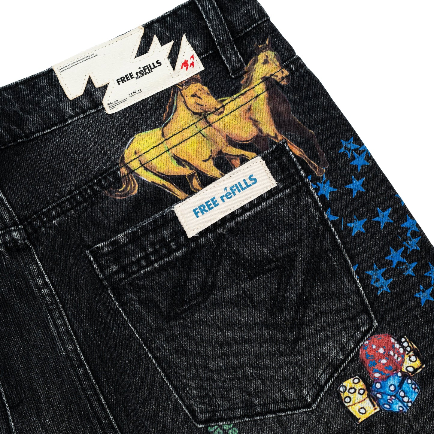 Collage Denim Jorts - Black