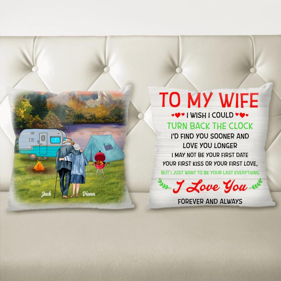 Personalized Old Couple Fleece Blanket/Quilt/Pillow Cover - Best Gift Idea For Grandparents/Couple - To My Wife I Wish I Could Turn Back The Clock