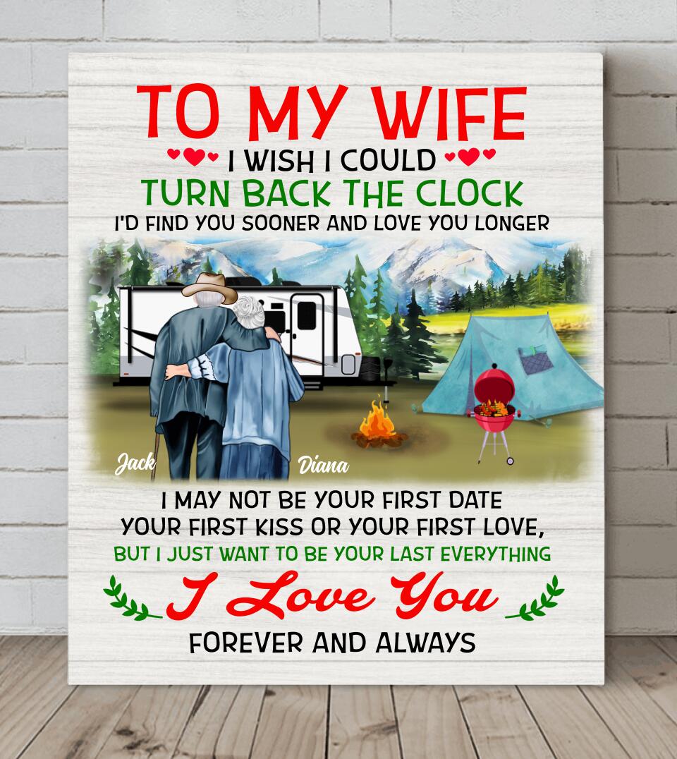 Custom Personalized Old Couple Canvas - Best Gift Idea For Grandparents/Couple - To My Wife I Wish I Could Turn Back The Clock