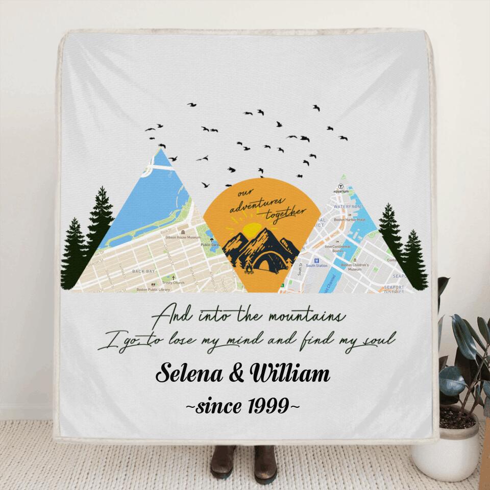 Personalized Camping Map Pillow Cover/Quilt/Fleece Blanket - Up to 6 Maps - Best Gift For Camping Lovers - Taking Memories And Leaving Footprints
