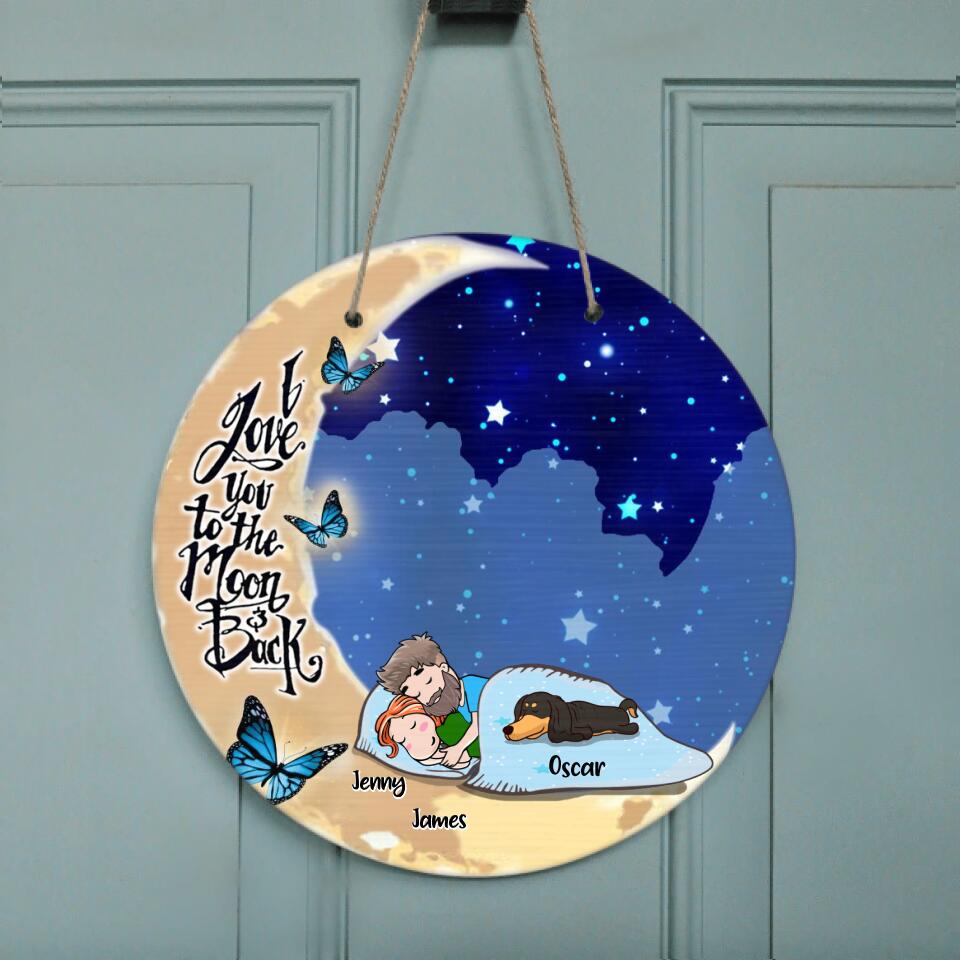Personalized Sleep On Moon
Door Sign - Up to 5 Pets - Best Gift For Dog/Cat Lover - I Love You To The Moon And Back