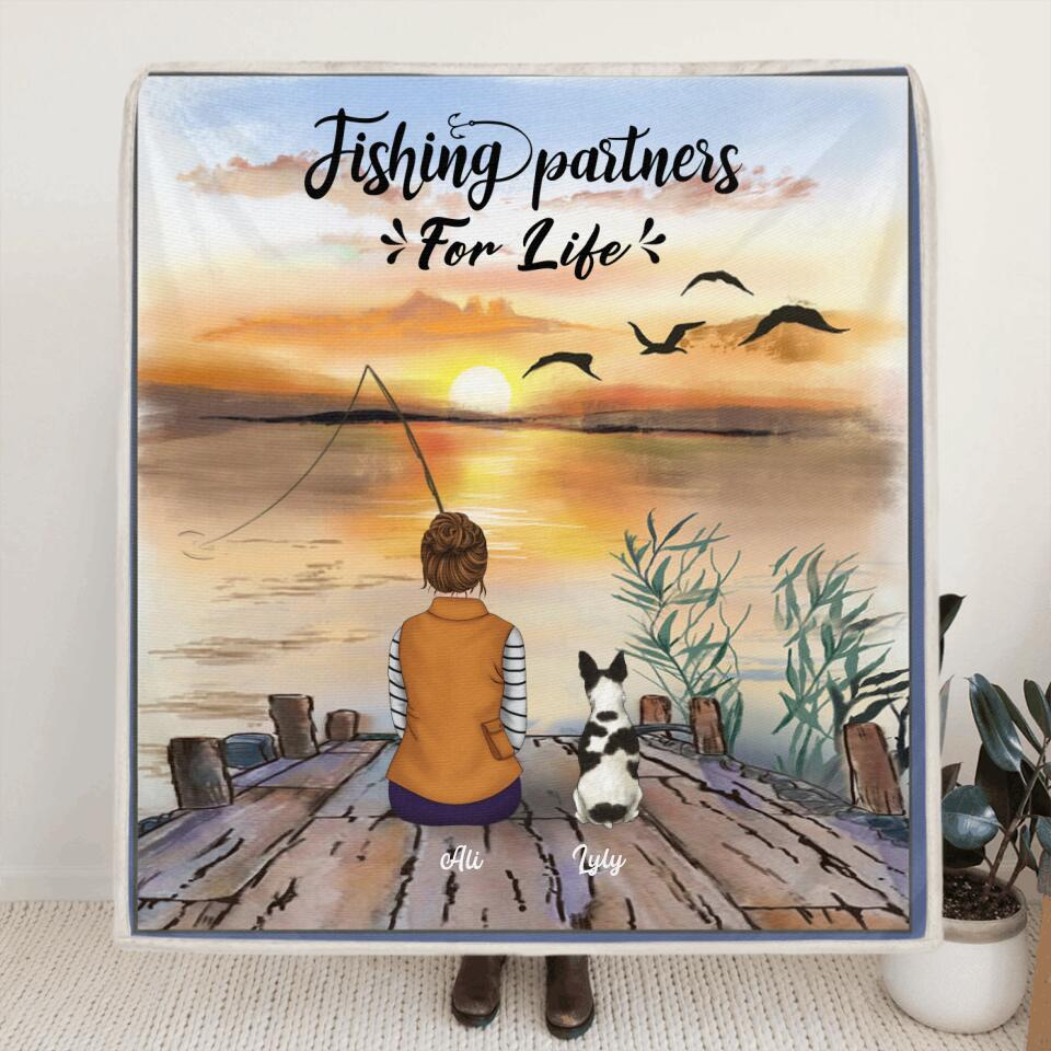 Personalized Fishing Blanket - Fishing Family & Up to 4 Kids - Fishing Couple & Up to 3 Pets