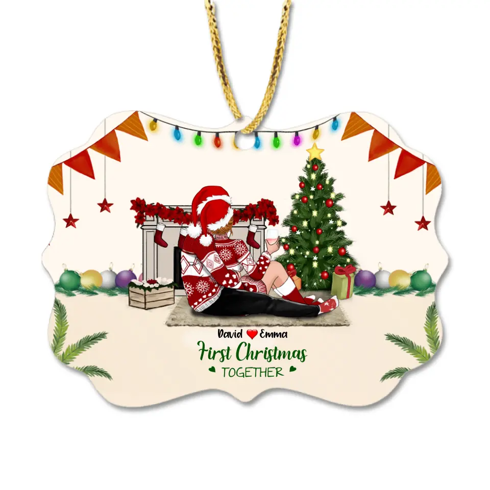 Personalized Couples Christmas Rectangle Ornament - Gift Idea For The Whole Couples - First Christmas Together