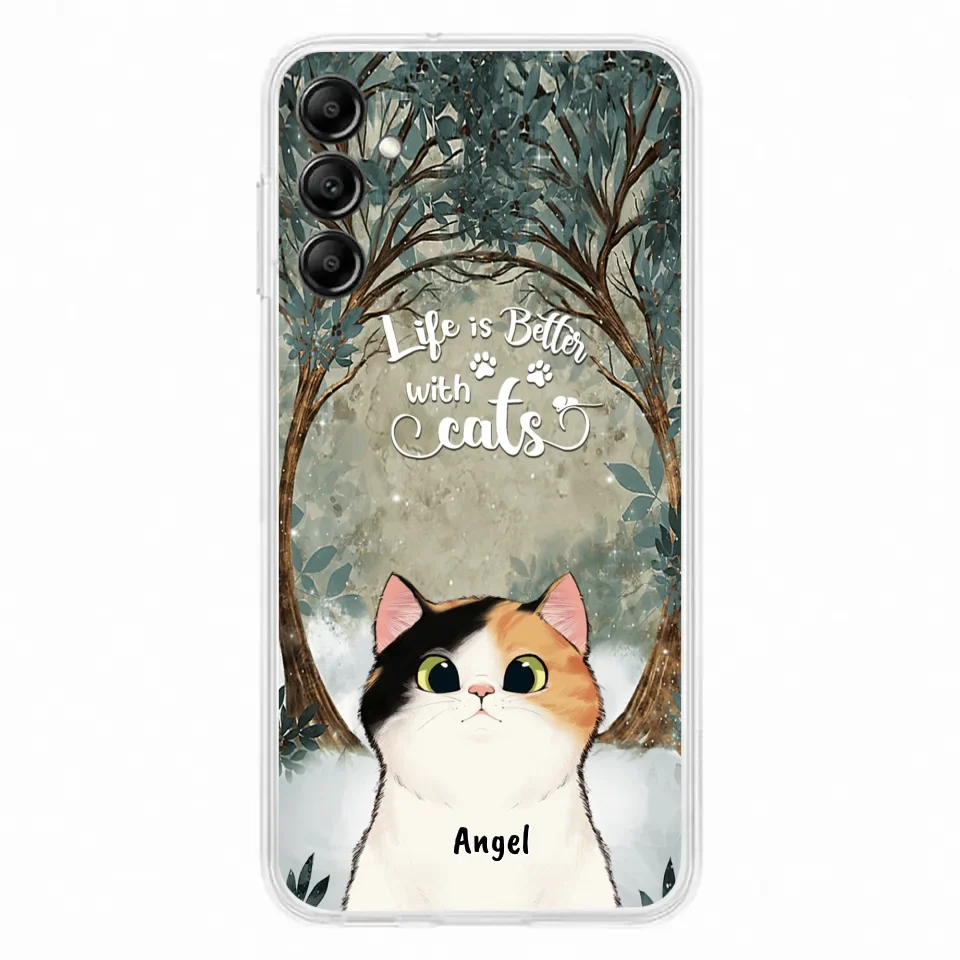 Custom Personalized Cat Phone Case - Best Gift For Cat Lover - Life Is Better With Cats - Phone Case For iPhone And Samsung