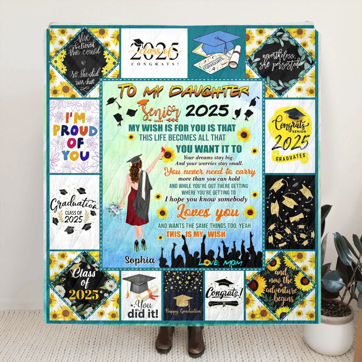 Personalized Graduation Blanket - Graduation Gift Idea For Daughter - I Hope You Know Somebody Loves You