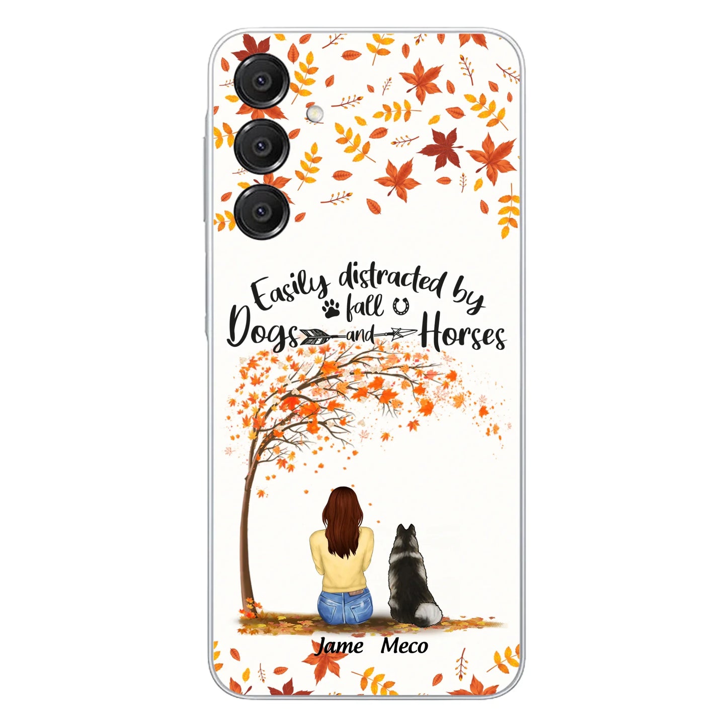 Custom Personalized Horse Dog Mom In Autumn Phone Case - Upto 3 Horses/ Dogs - Case For iPhone And Samsung