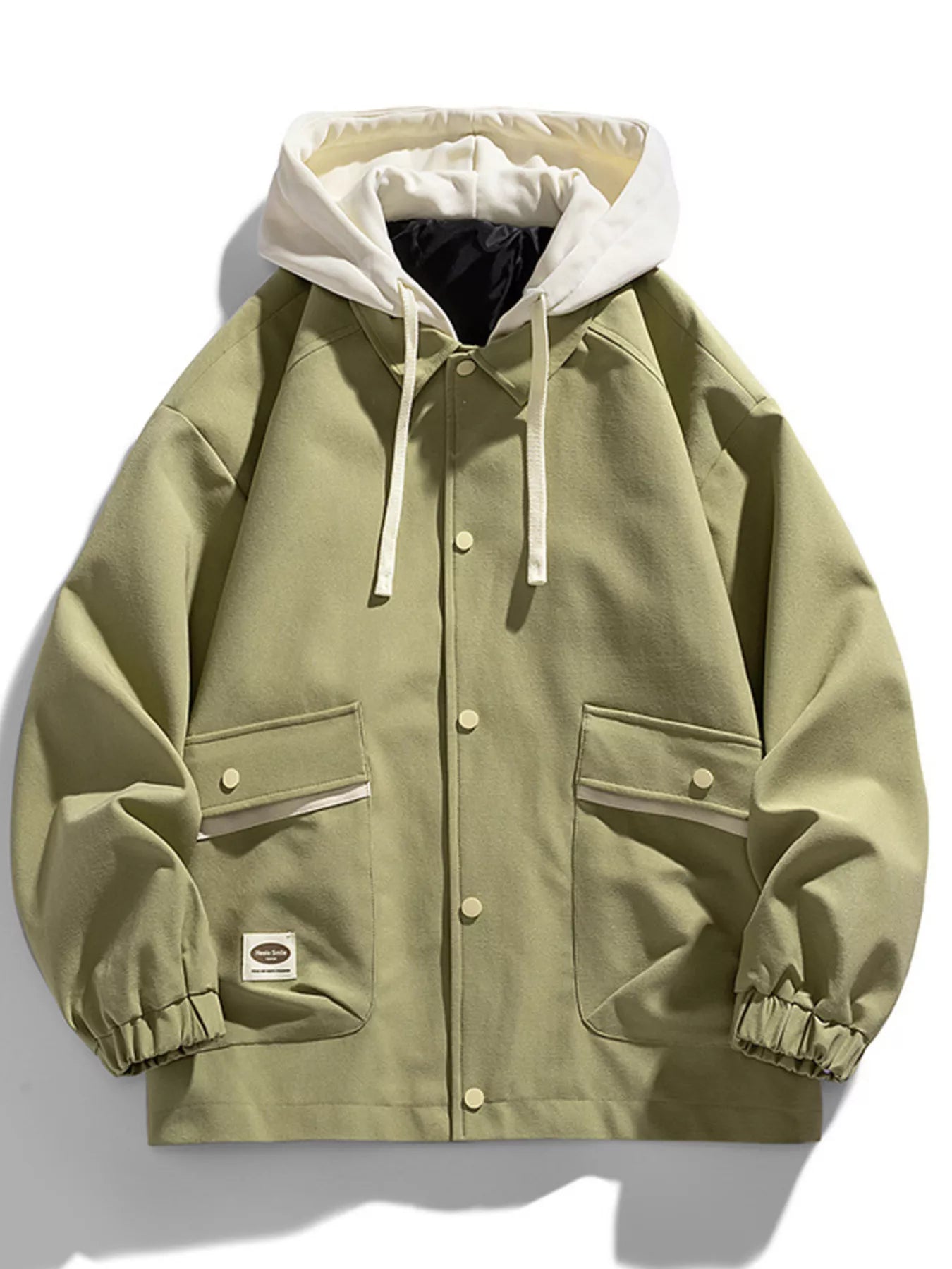 Men's Plus Size Two-Tone Hooded Button-Up Jacket