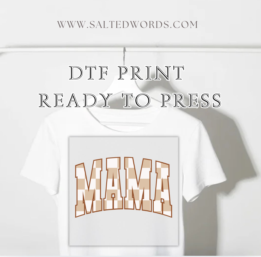 Mama checkered DTF print transfer Ready to Press