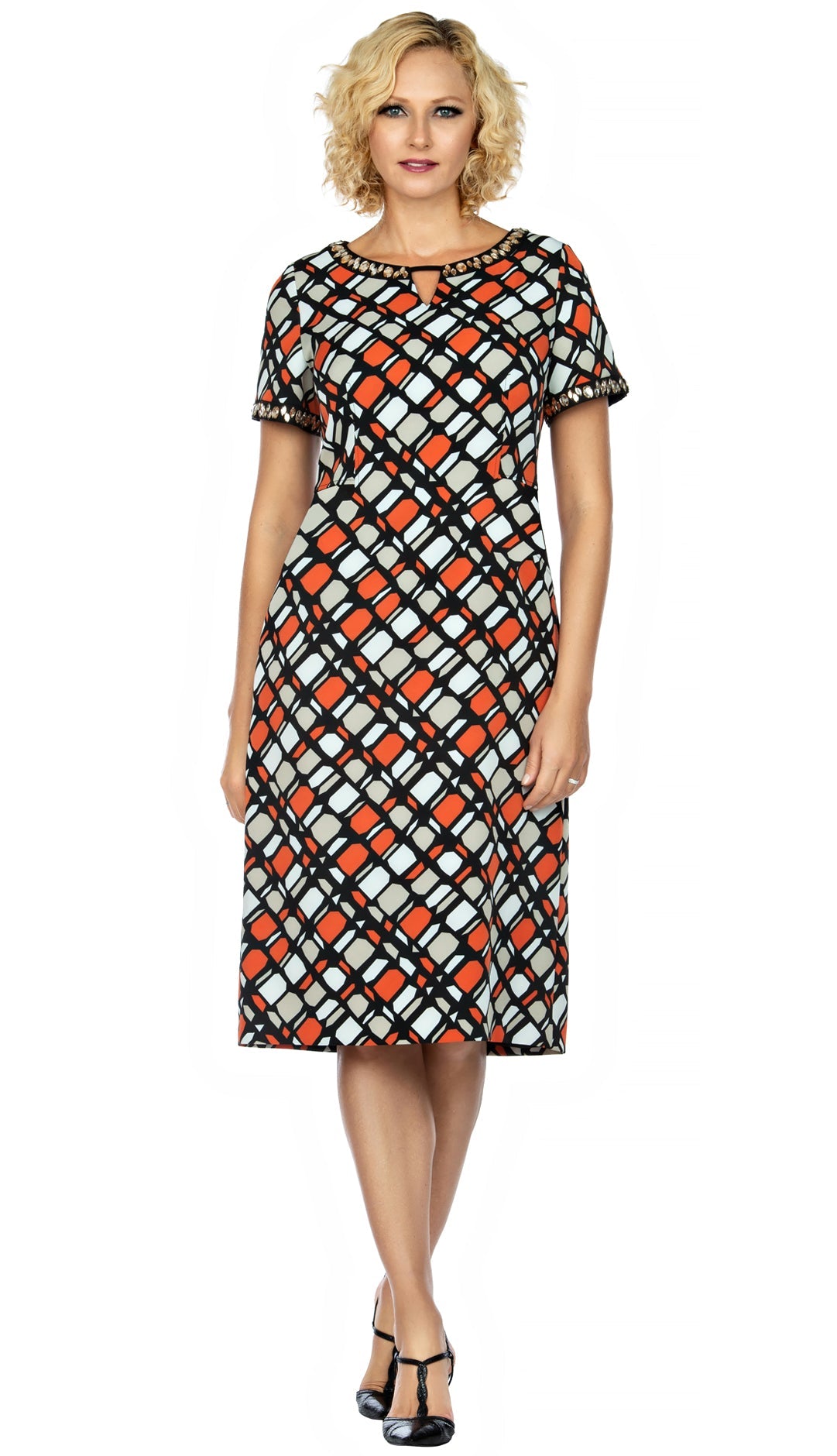 Giovanna Dress D1536C-Black/Orange