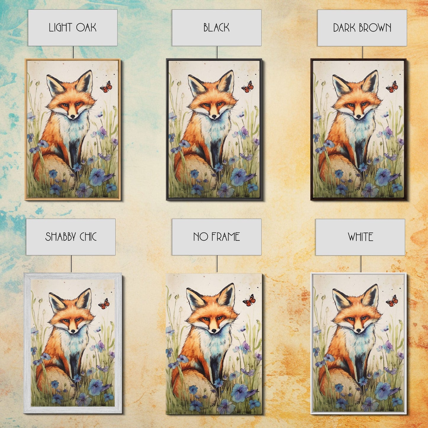 Red Fox Wall Art, 24" x 36" Wall Art, Woodland Spring Decor, Canvas Wall Hanging, Rustic Farmhouse Decor, Modern Farmhouse Art