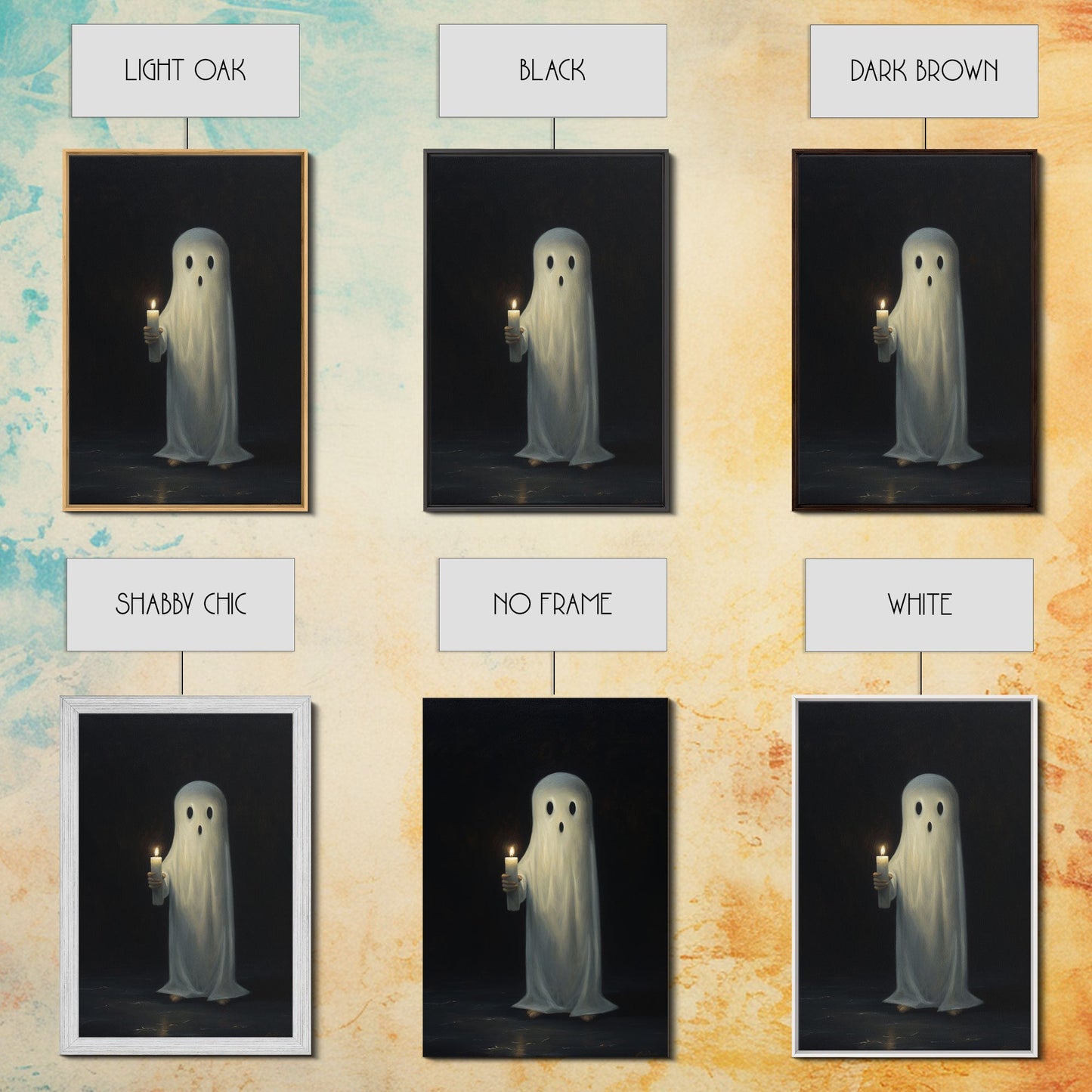 Ghost Holding A Candle Halloween Decor, Art Canvas Print, Spooky Ghost Wall Art, Fall Decor, Halloween wall decor, Funny Halloween Art