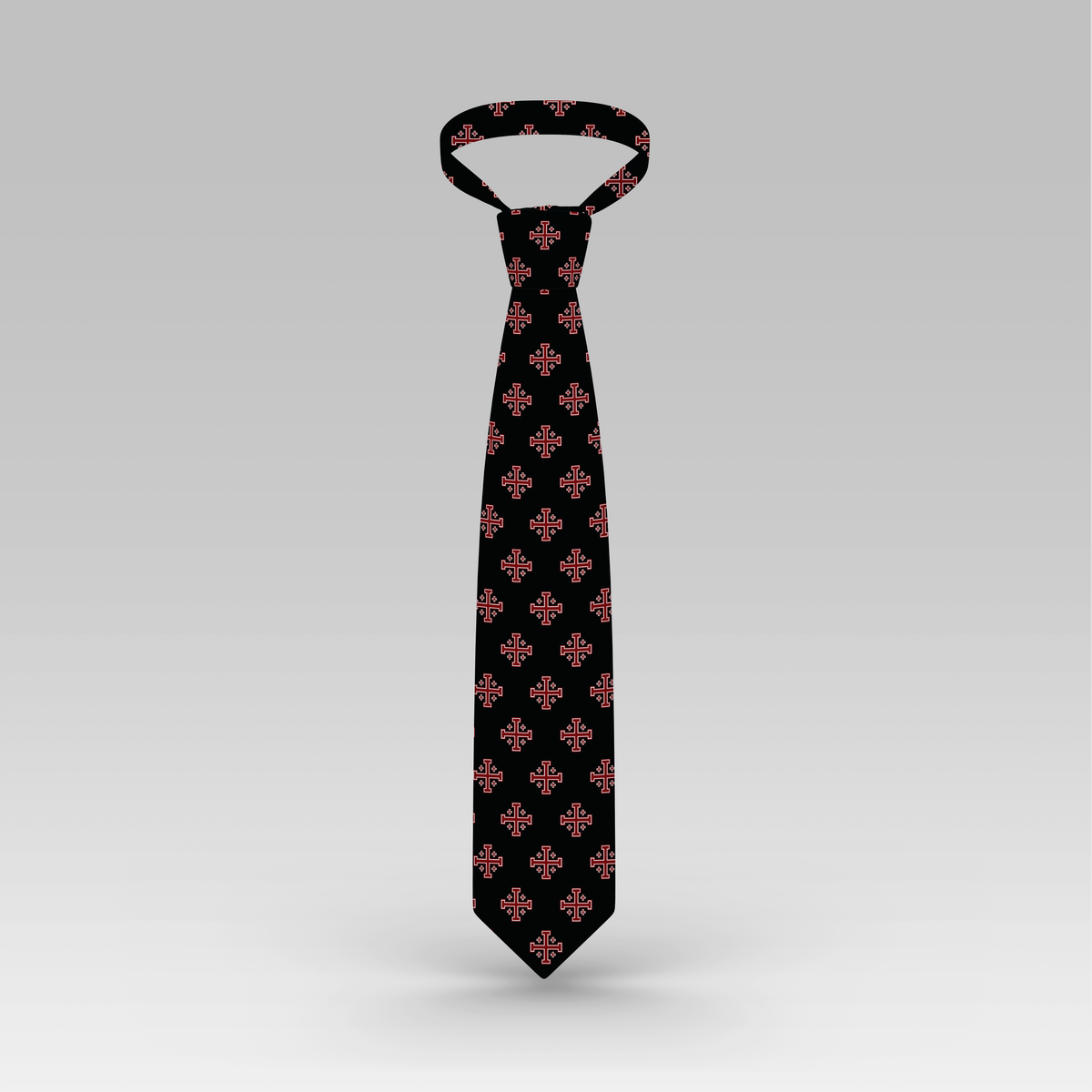 Red Jerusalem Cross with White Accents Necktie