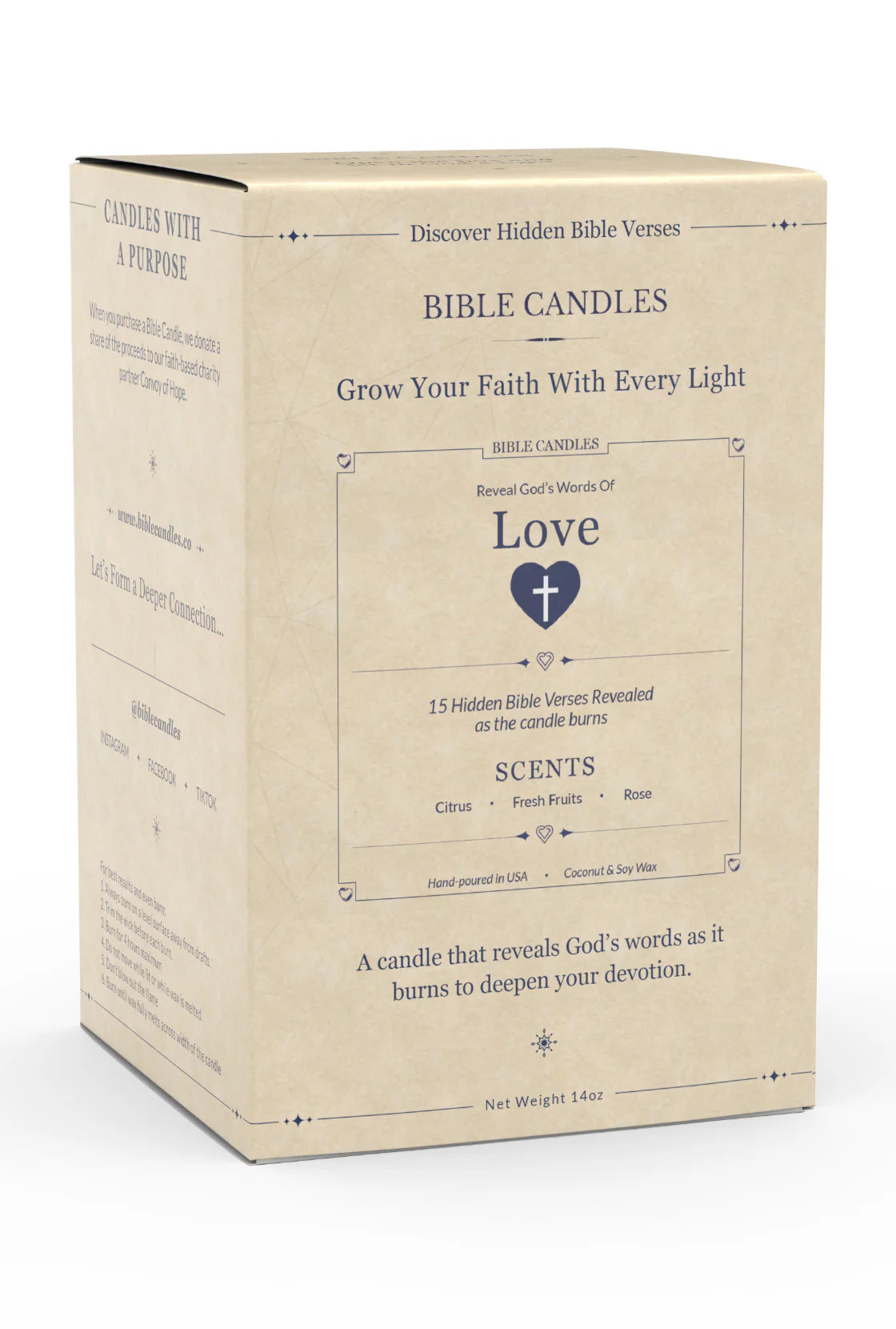 Love Bible Candle - 15 Hidden Verses | Bible Candles Co.
