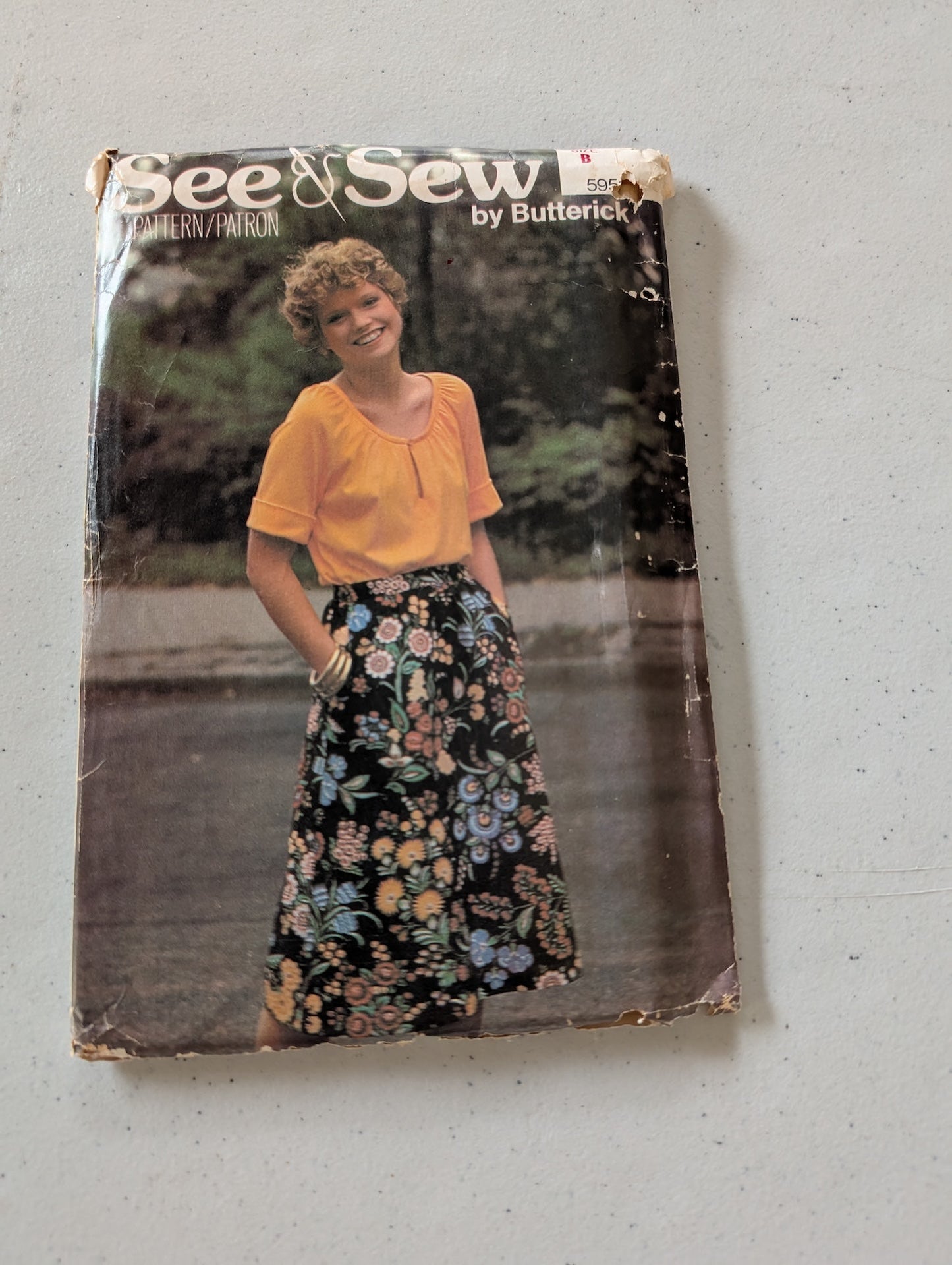 SEE SEW Butterick Pattern 5953 12 14 16 80s Peasant Top Dirndl Skirt(Sewing Pattern Vintage)