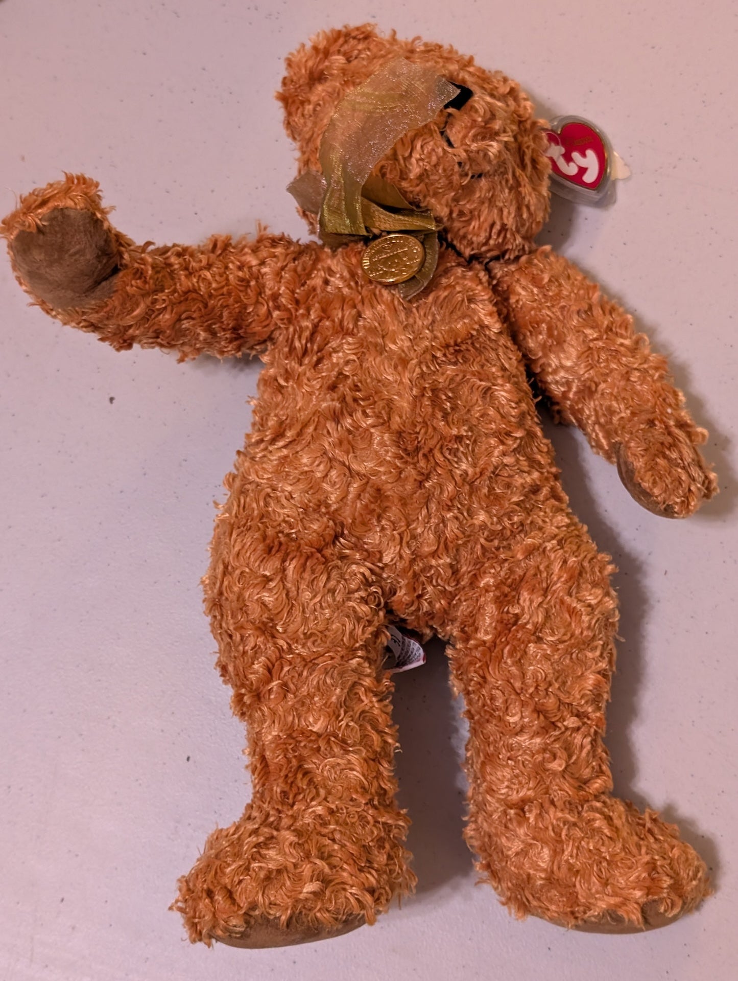 Teddy 100 Years of Teddy Bears w/Gold Medallion Ty Beanie Babies (MWMT, Vintage, Retired, with Tag, VTG, Stuffed Animal, Plush, Toy)