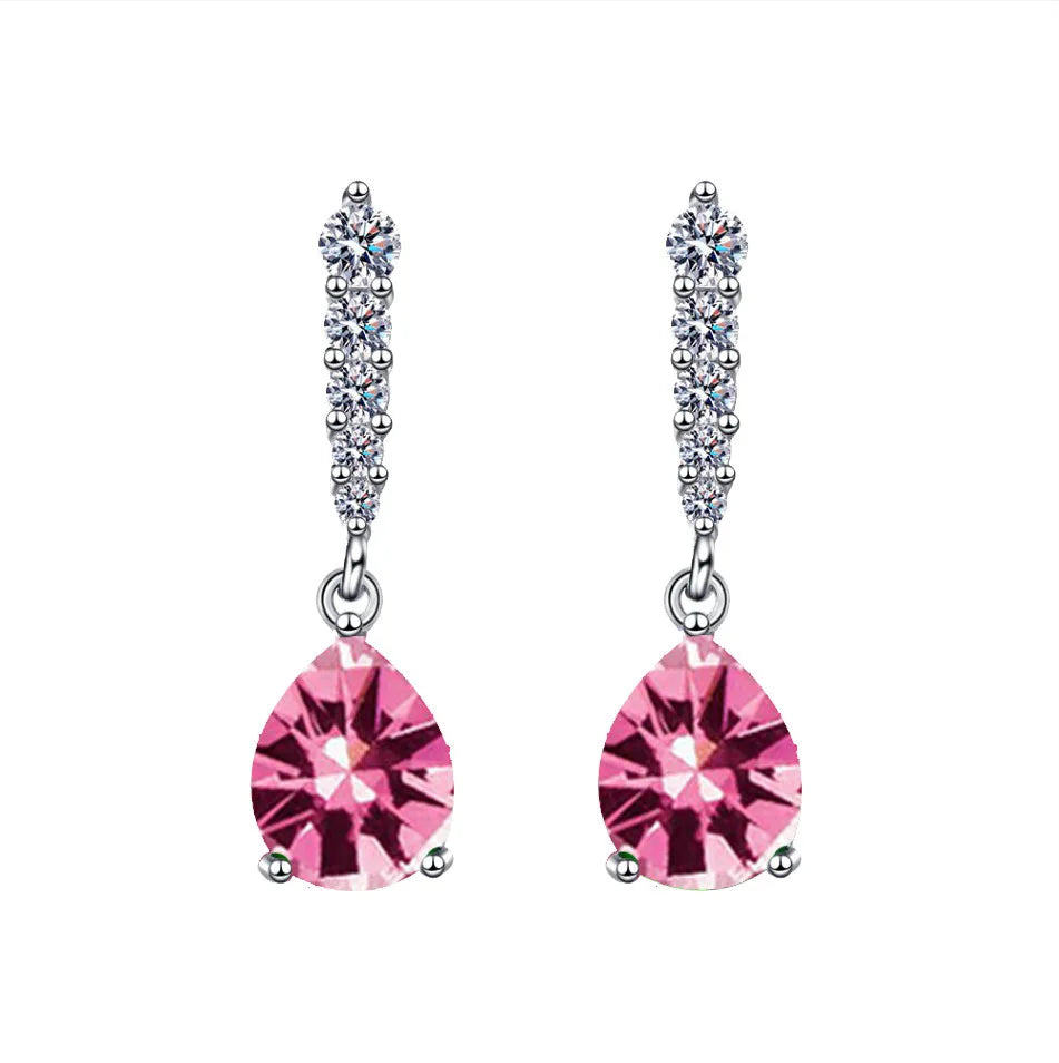 Pendientes elegantes de Plata de Ley 925 con circonita AA...
