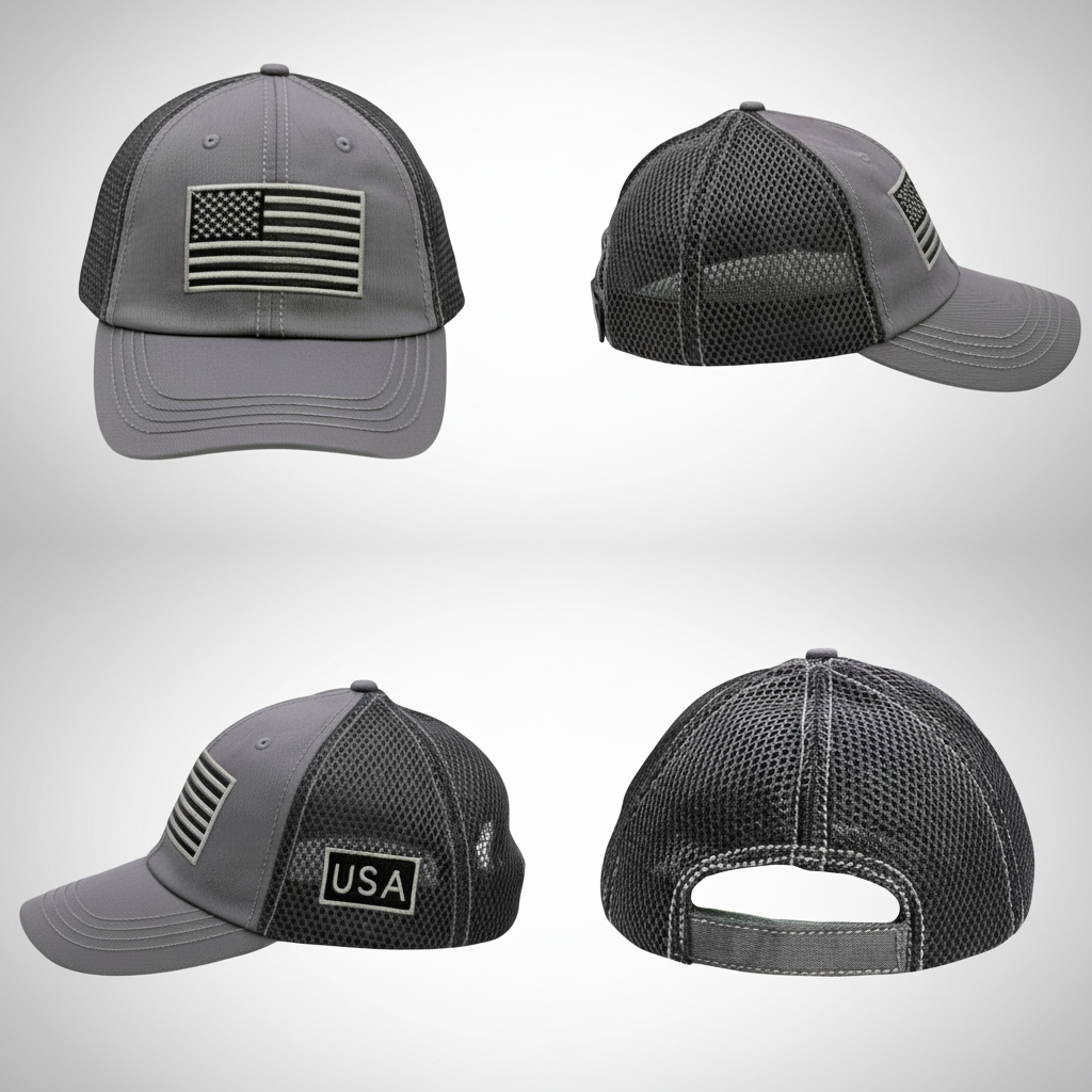 USA Tactical Trucker Cap – Double Mesh Back American Flag Hat