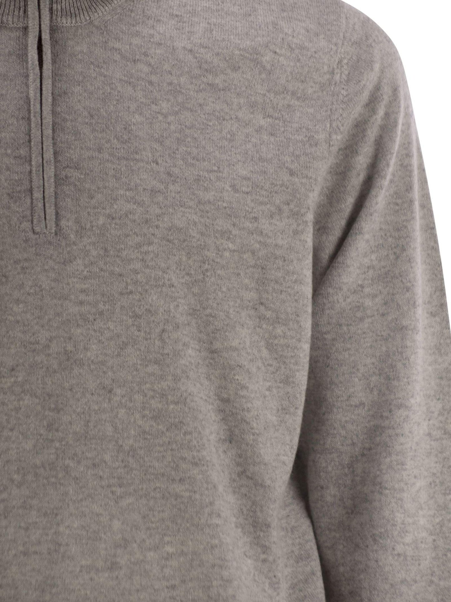 Brunello Cucinelli Men High-Necked Cashmere Sweater With Zip Opening