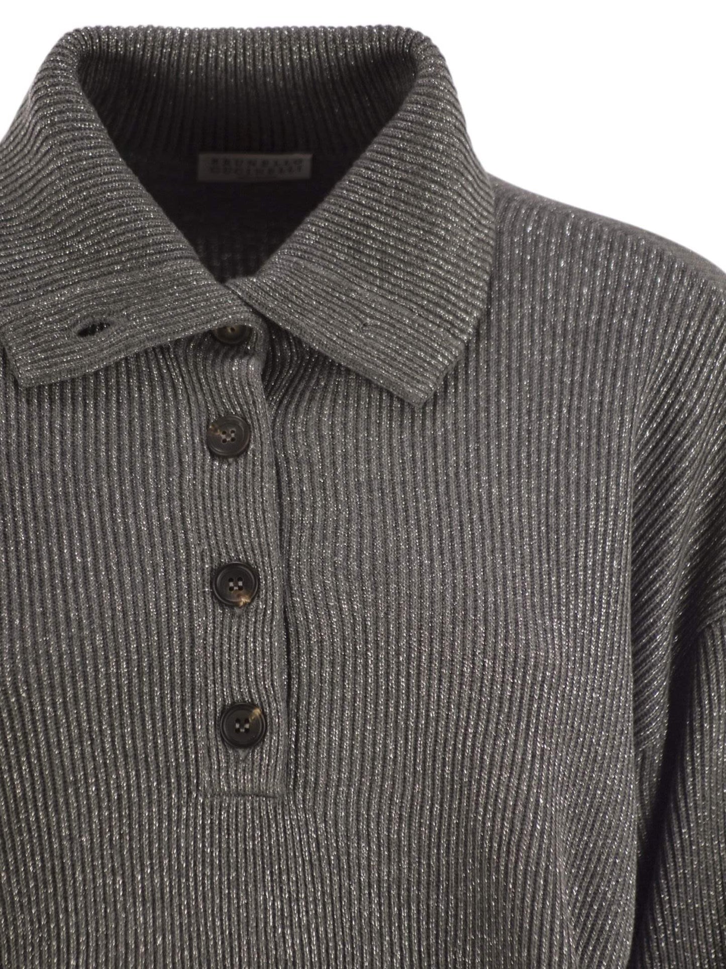 Brunello Cucinelli Women Cotton And Viscose Rib Knit High Collar