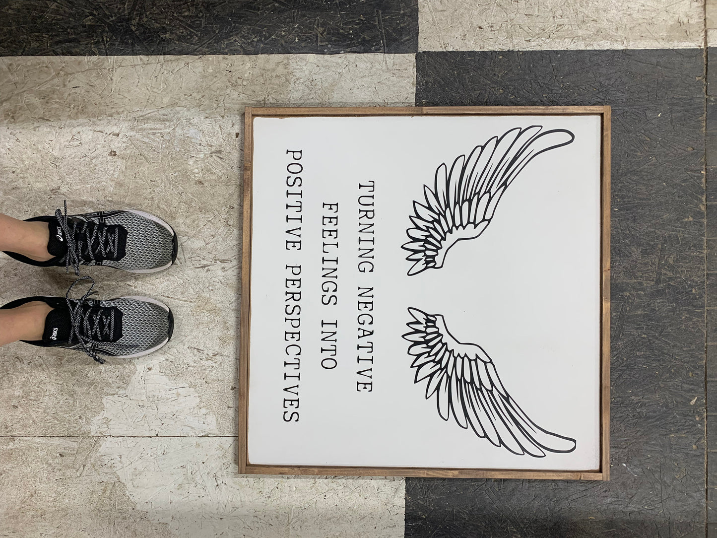 Wings turning negative wood sign/ Christian sign / Christian Gift / framed wood sign / farmhouse sign modern decor