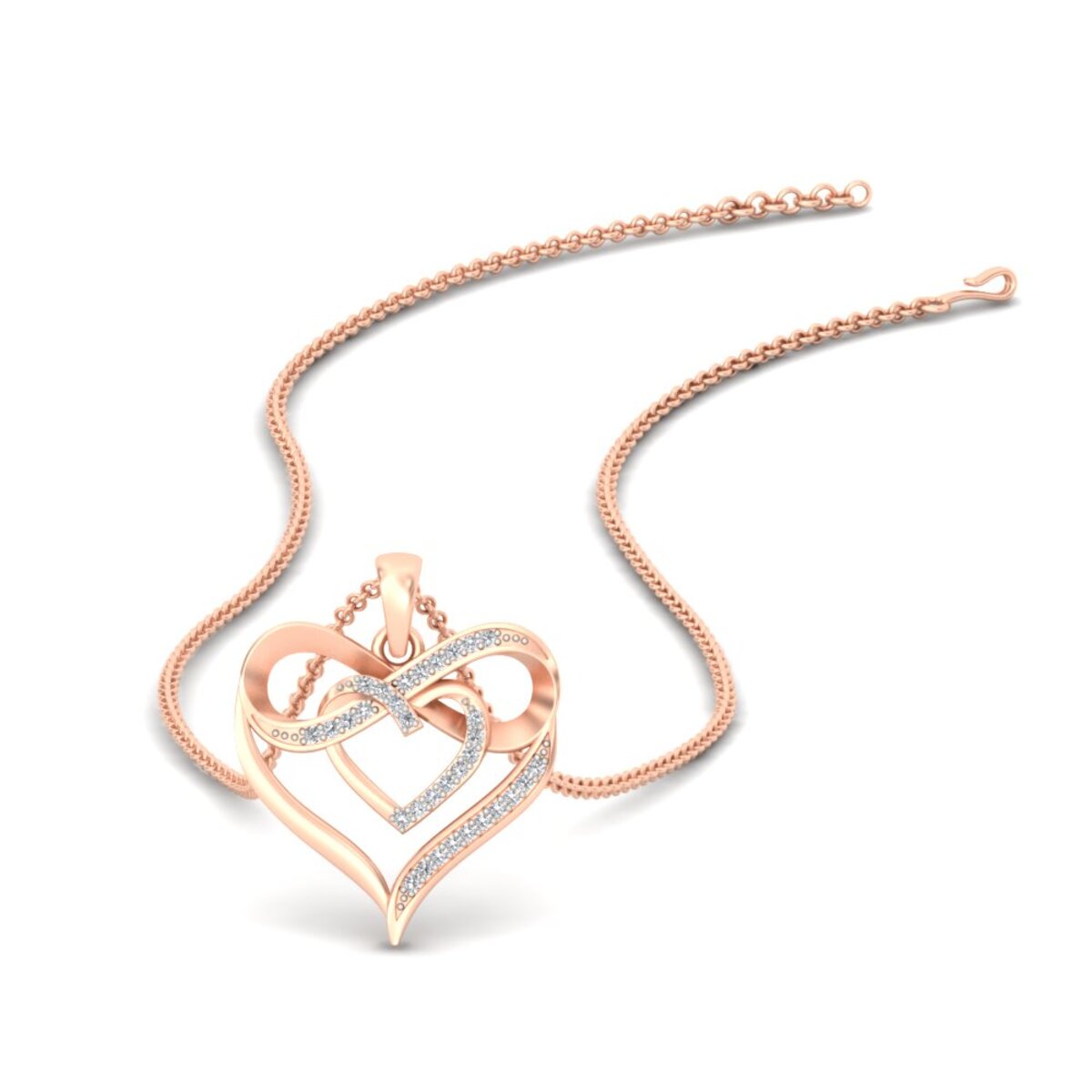Diamond Accent Double Heart Infinity Pendant Necklace