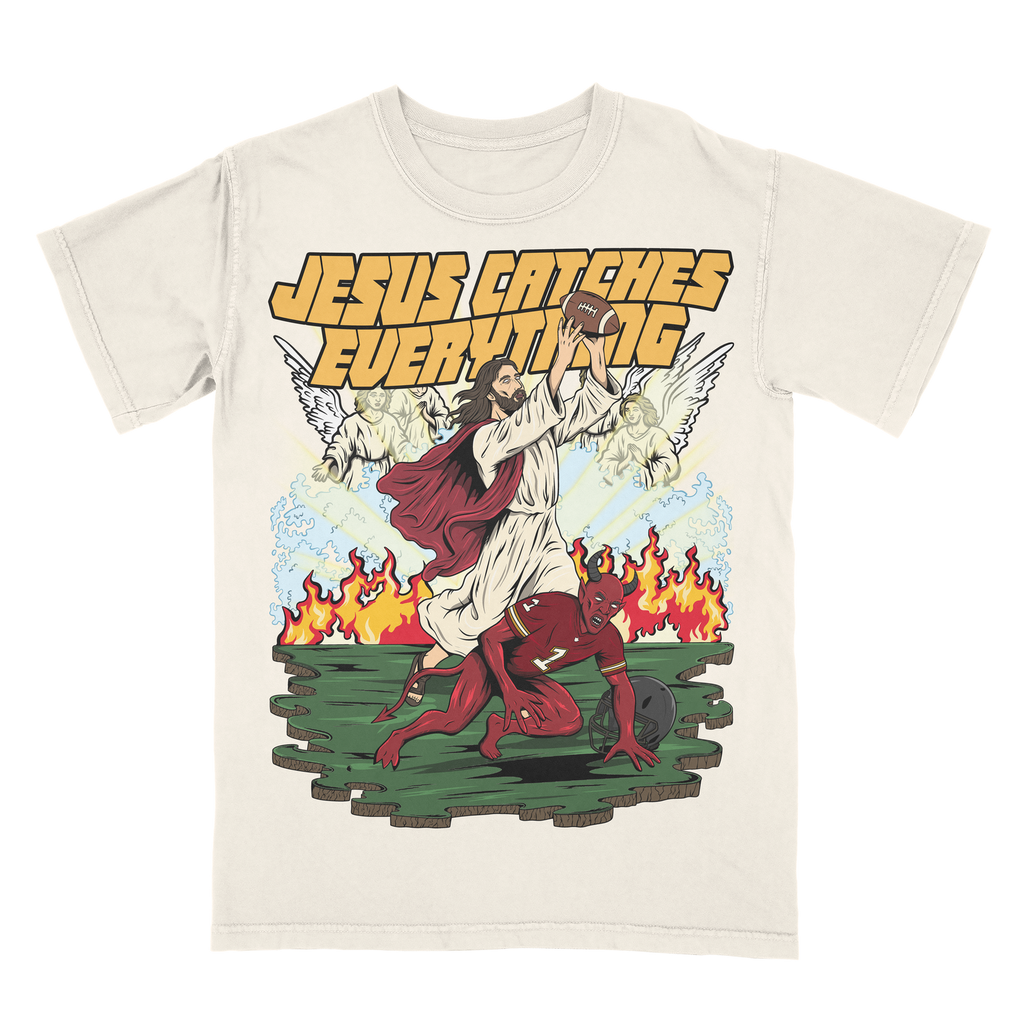 Jesus Catches Everything Limited Edition Christian Football Graphic T-Shirt
