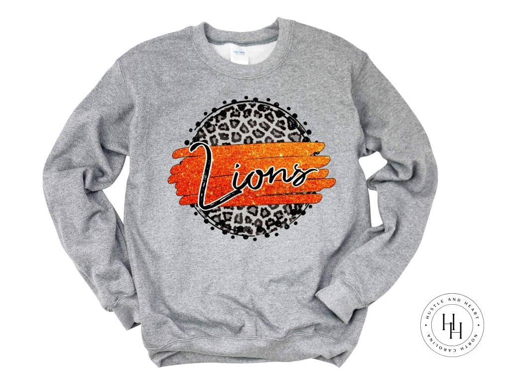 Lions Orange/Black with White Outline Graphic Tee
