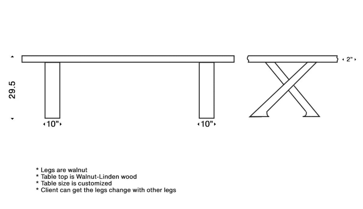 Solid Linden Wood Natural Look Epoxy Resin Side Dining Table