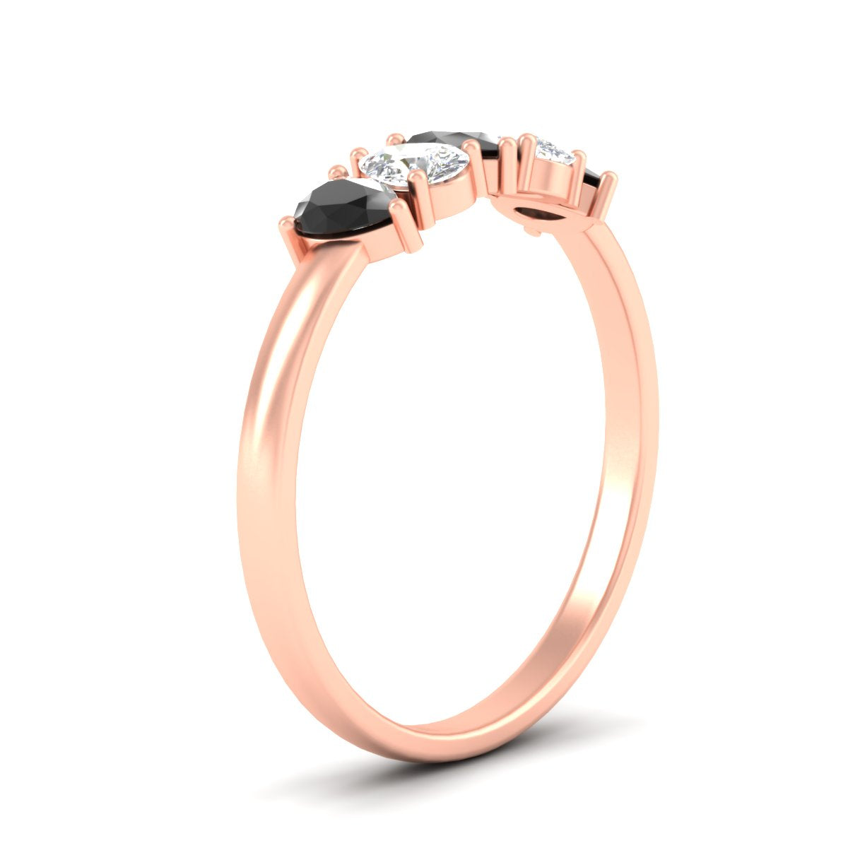 0.75 Carat 5 Stone Wedding Band Diamond Teardrop