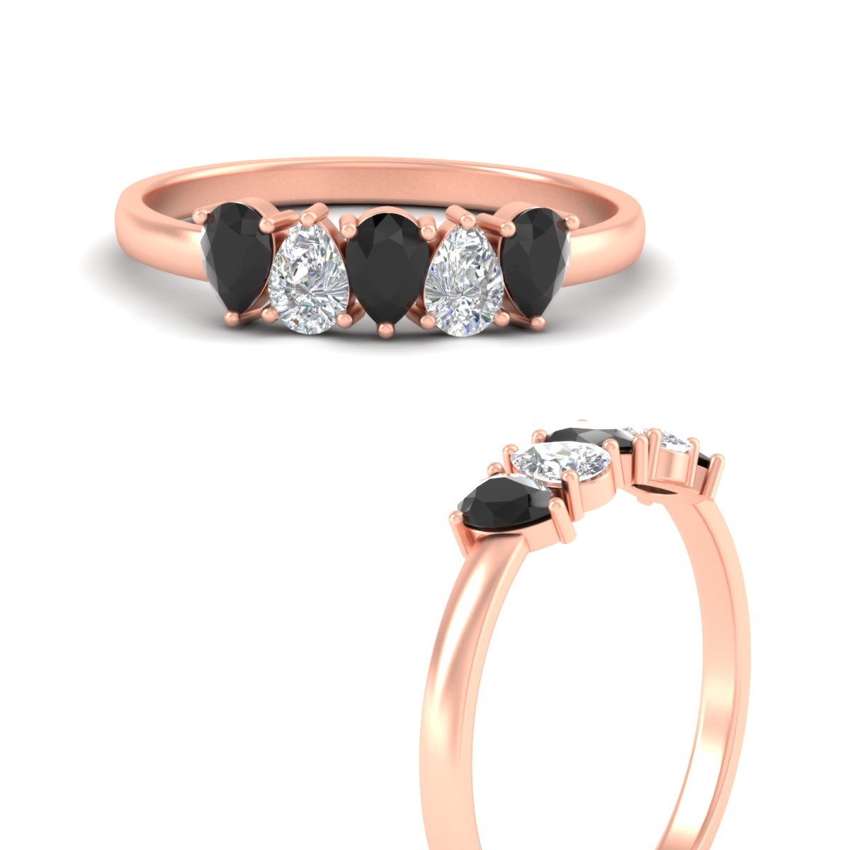 0.75 Carat 5 Stone Wedding Band Diamond Teardrop