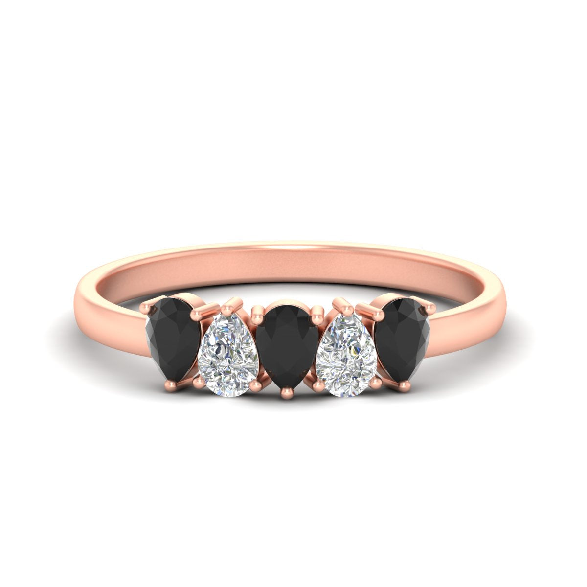 0.75 Carat 5 Stone Wedding Band Diamond Teardrop