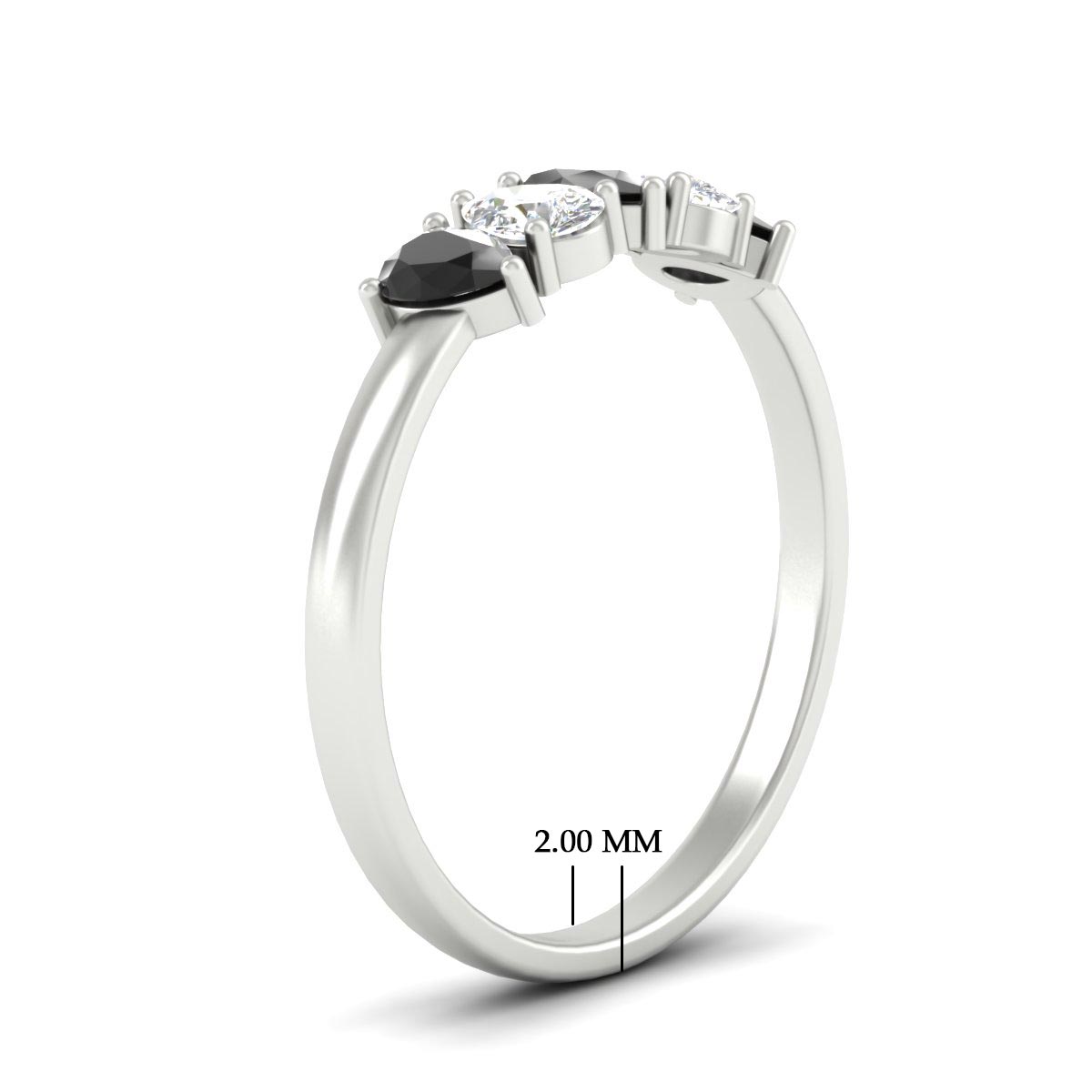 0.75 Carat 5 Stone Wedding Band Diamond Teardrop