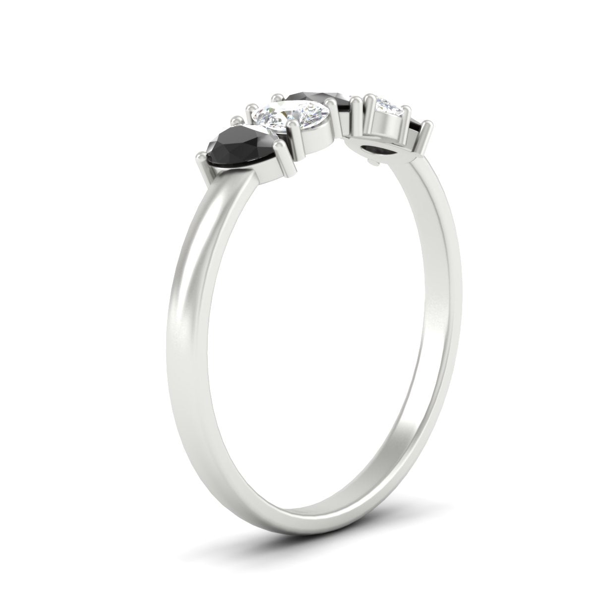 0.75 Carat 5 Stone Wedding Band Diamond Teardrop