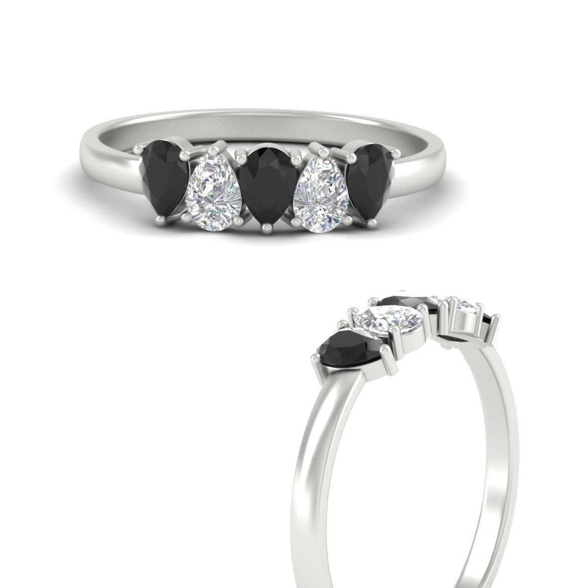 0.75 Carat 5 Stone Wedding Band Diamond Teardrop
