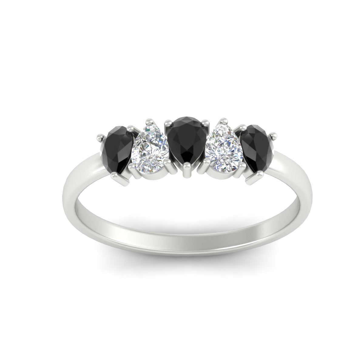 0.75 Carat 5 Stone Wedding Band Diamond Teardrop