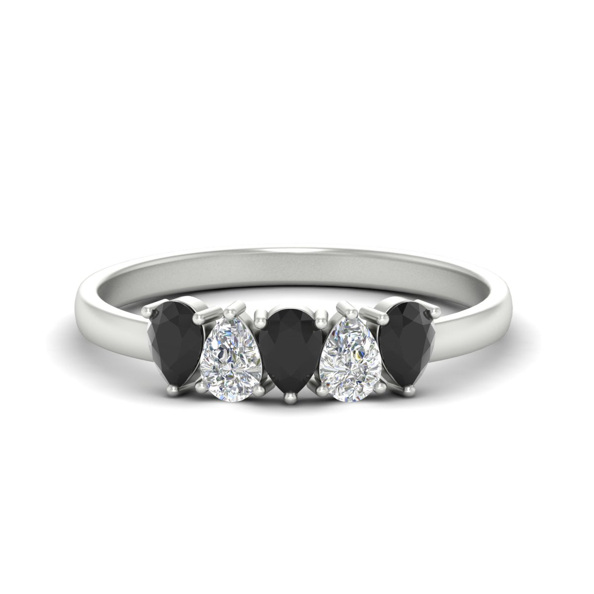 0.75 Carat 5 Stone Wedding Band Diamond Teardrop