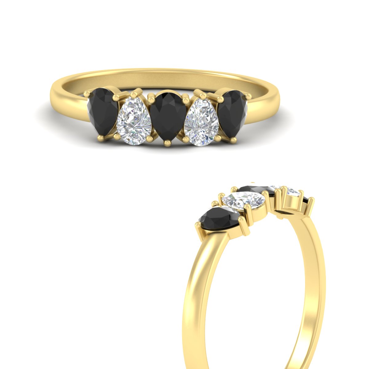 0.75 Carat 5 Stone Wedding Band Diamond Teardrop