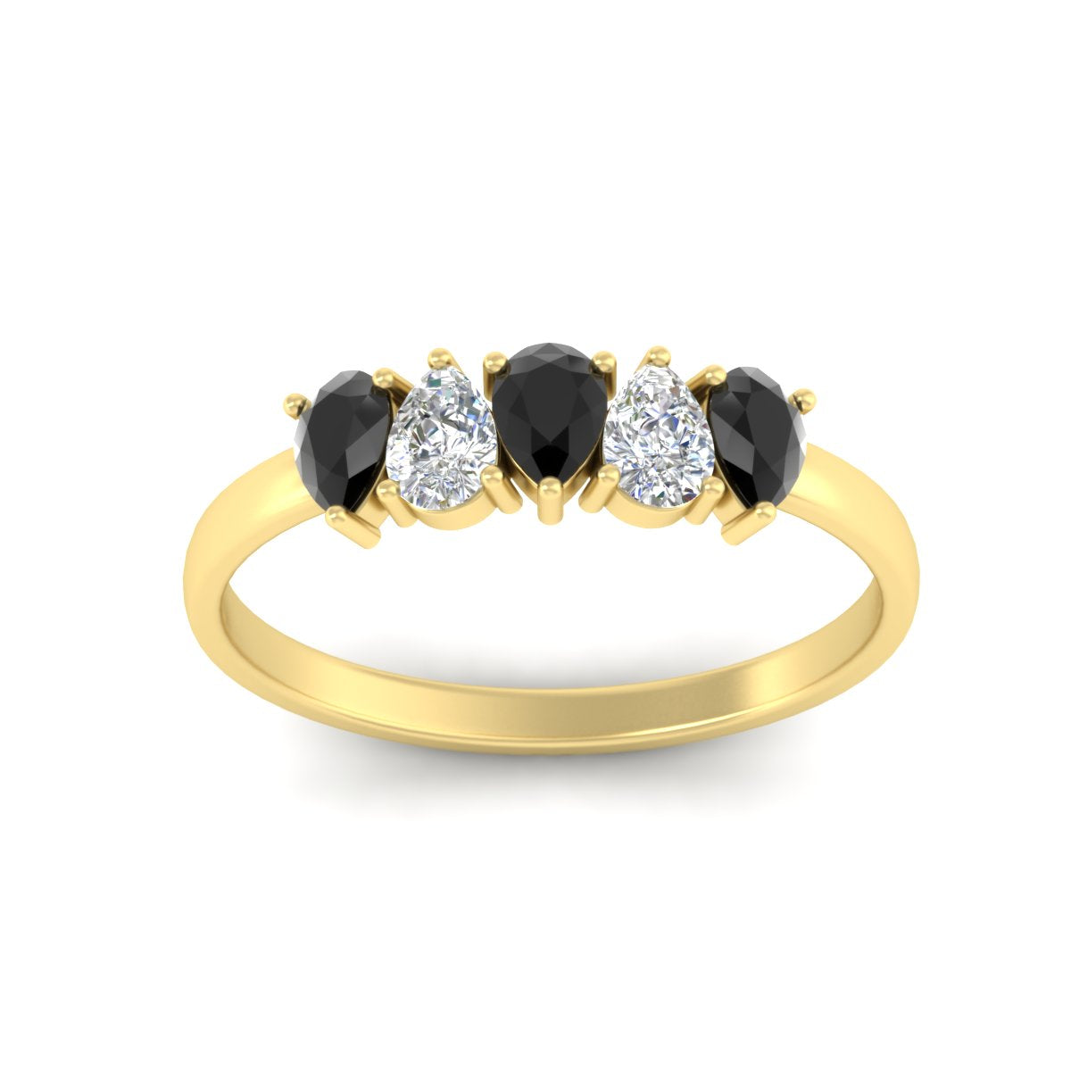 0.75 Carat 5 Stone Wedding Band Diamond Teardrop