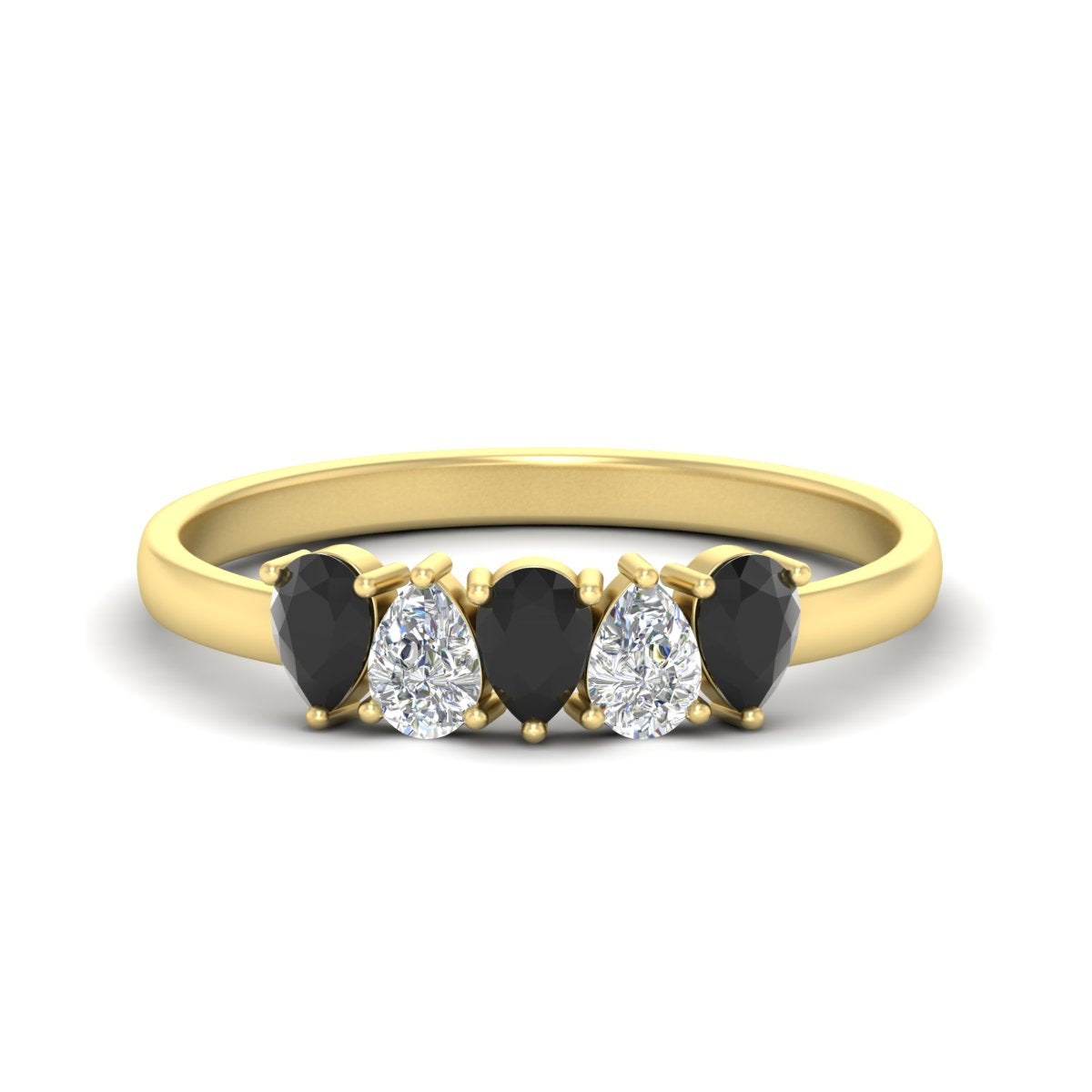 0.75 Carat 5 Stone Wedding Band Diamond Teardrop
