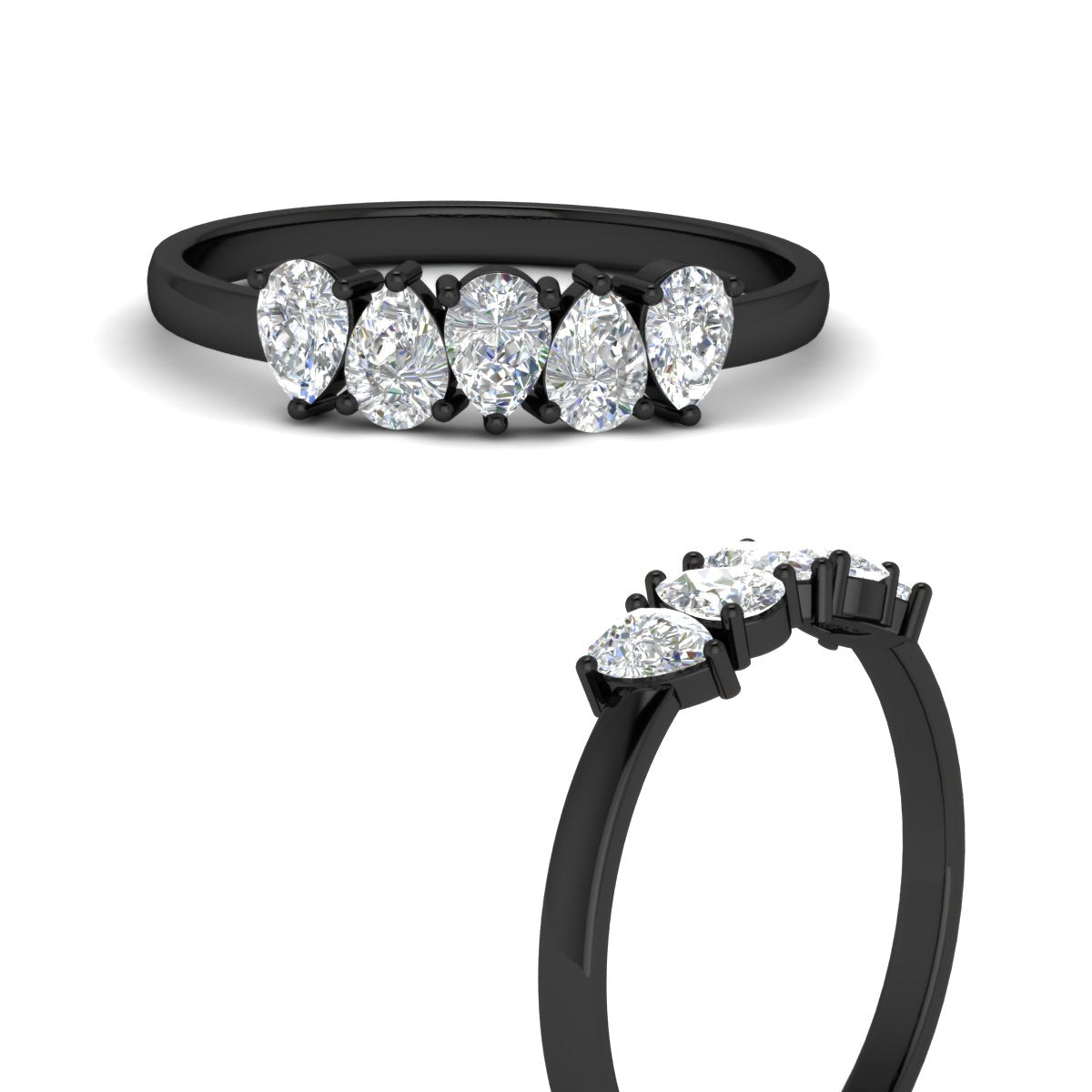 0.75 Carat 5 Stone Wedding Band Diamond Teardrop
