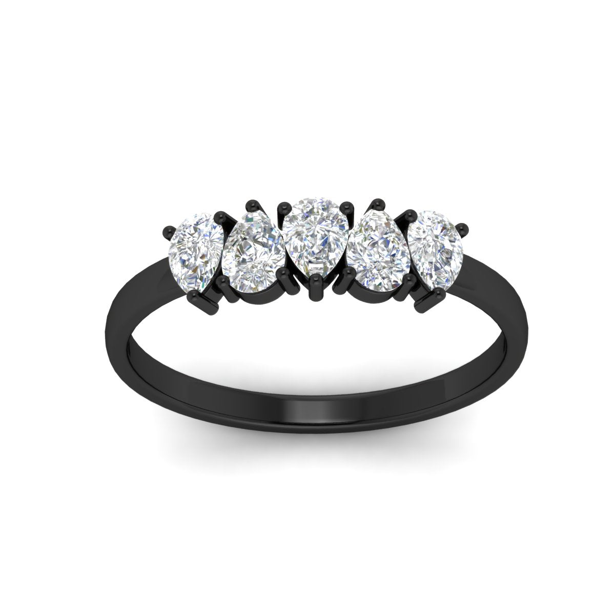 0.75 Carat 5 Stone Wedding Band Diamond Teardrop