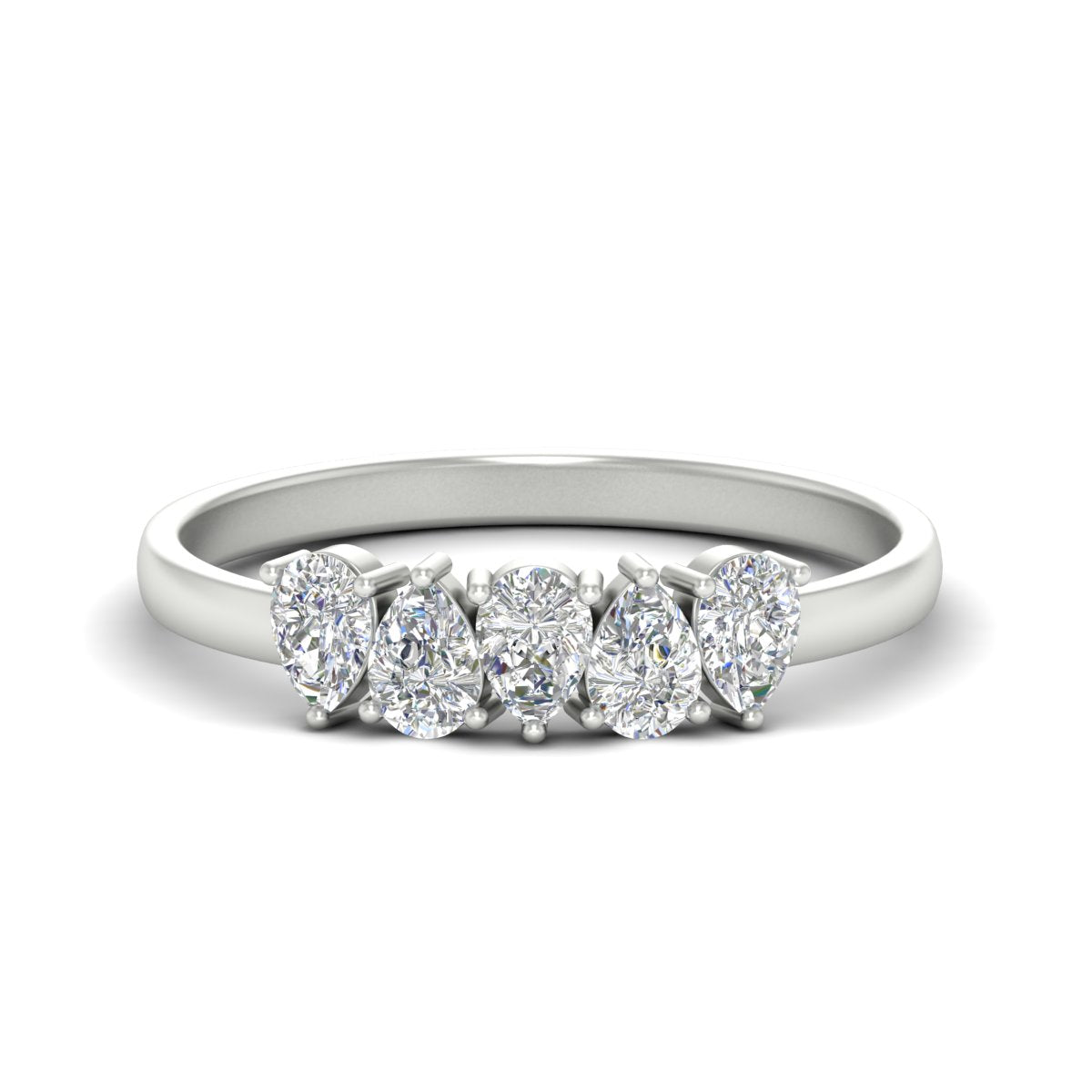 0.75 Carat 5 Stone Wedding Band Diamond Teardrop