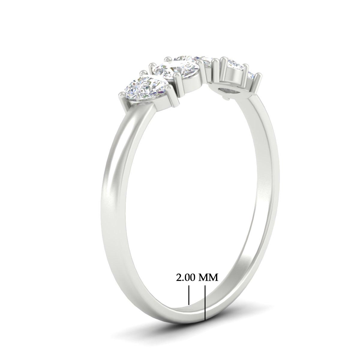0.75 Carat 5 Stone Wedding Band Diamond Teardrop
