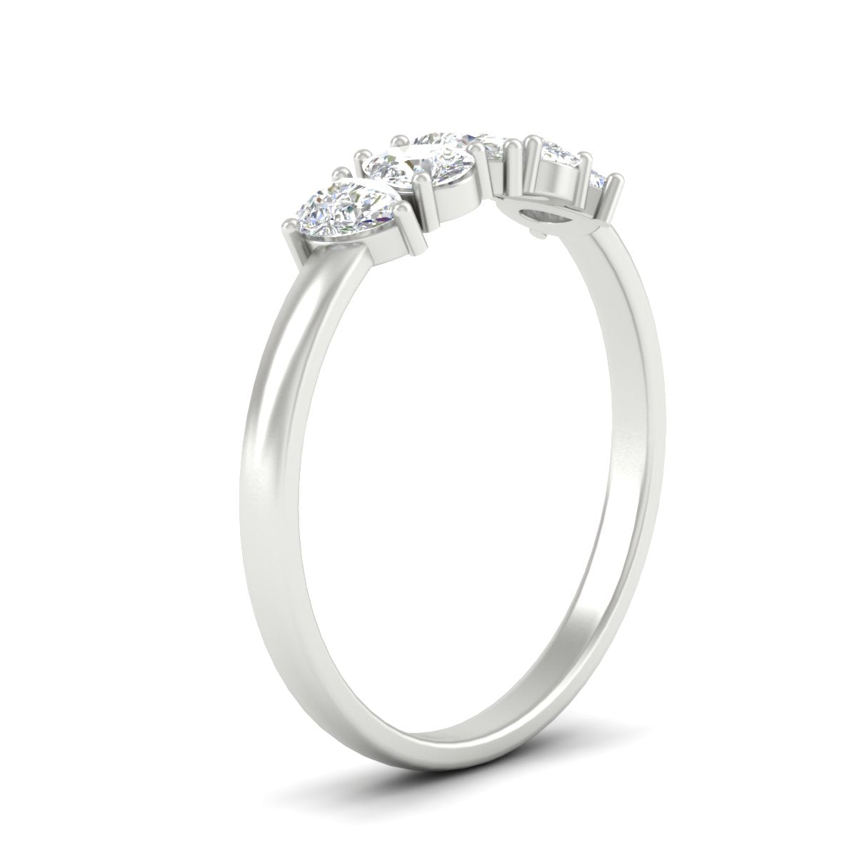 0.75 Carat 5 Stone Wedding Band Diamond Teardrop