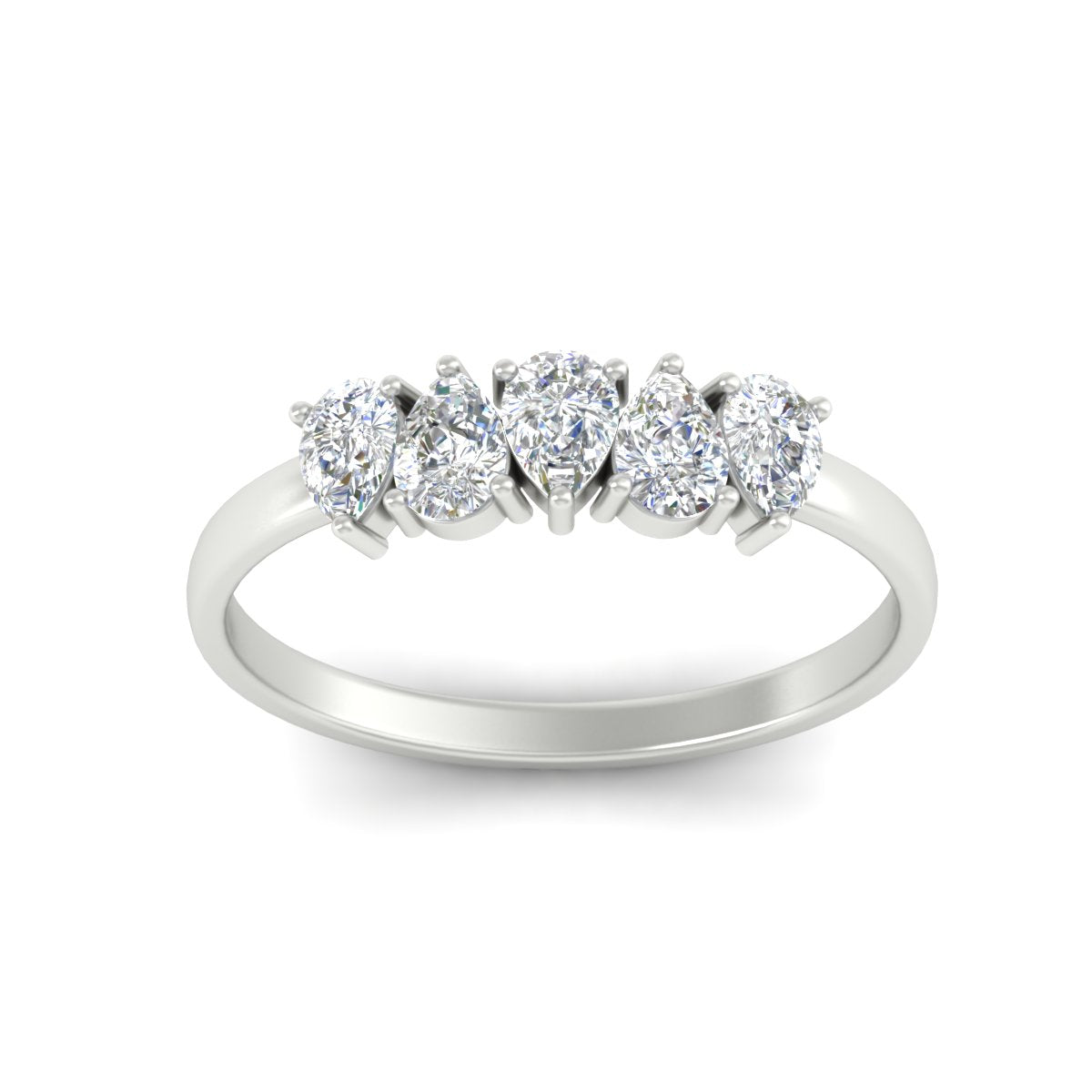 0.75 Carat 5 Stone Wedding Band Diamond Teardrop